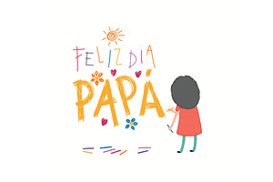 Fathers Day card with girl drawing, an Object Illustration by sceptical cactus