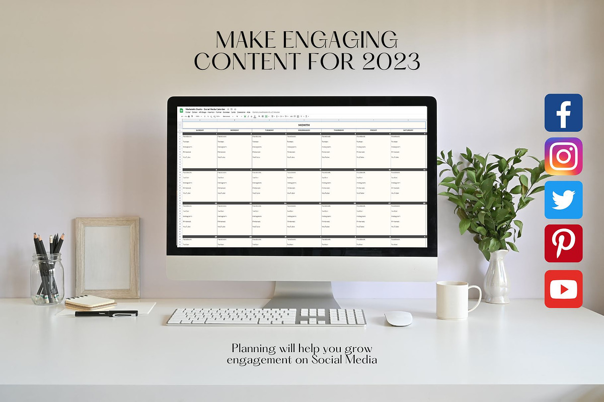 Google Sheet Marketing Calendar, a Social Media Template by Marketello Studio (Photo 2 of 2)