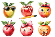 Back to School Funny Apple Clipart, an Illustration by Designworld (Thumbnail 5 of 6)