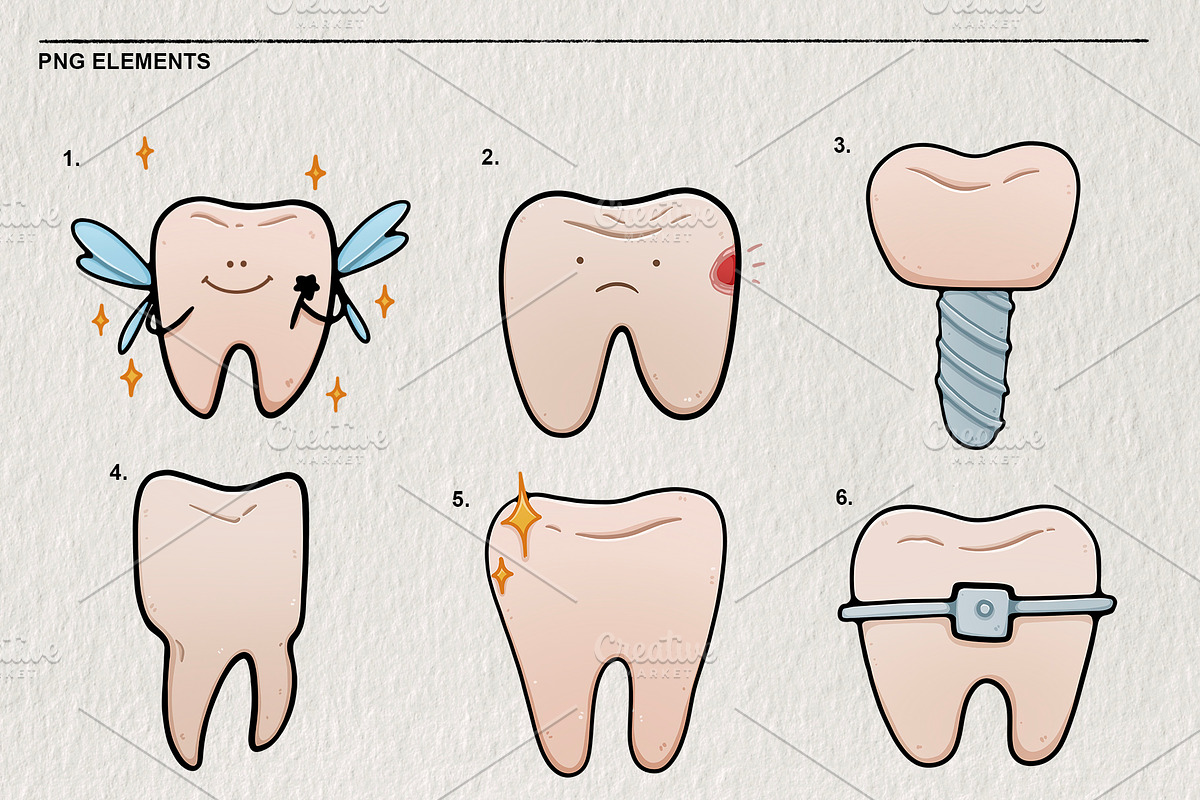Set of teeth dentistry 15 PNG, a Healthcare Illustration by LOKSKIH (Photo 4 of 4)