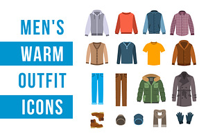 Warm men clothes icons, an Object Graphic by Vectorikart