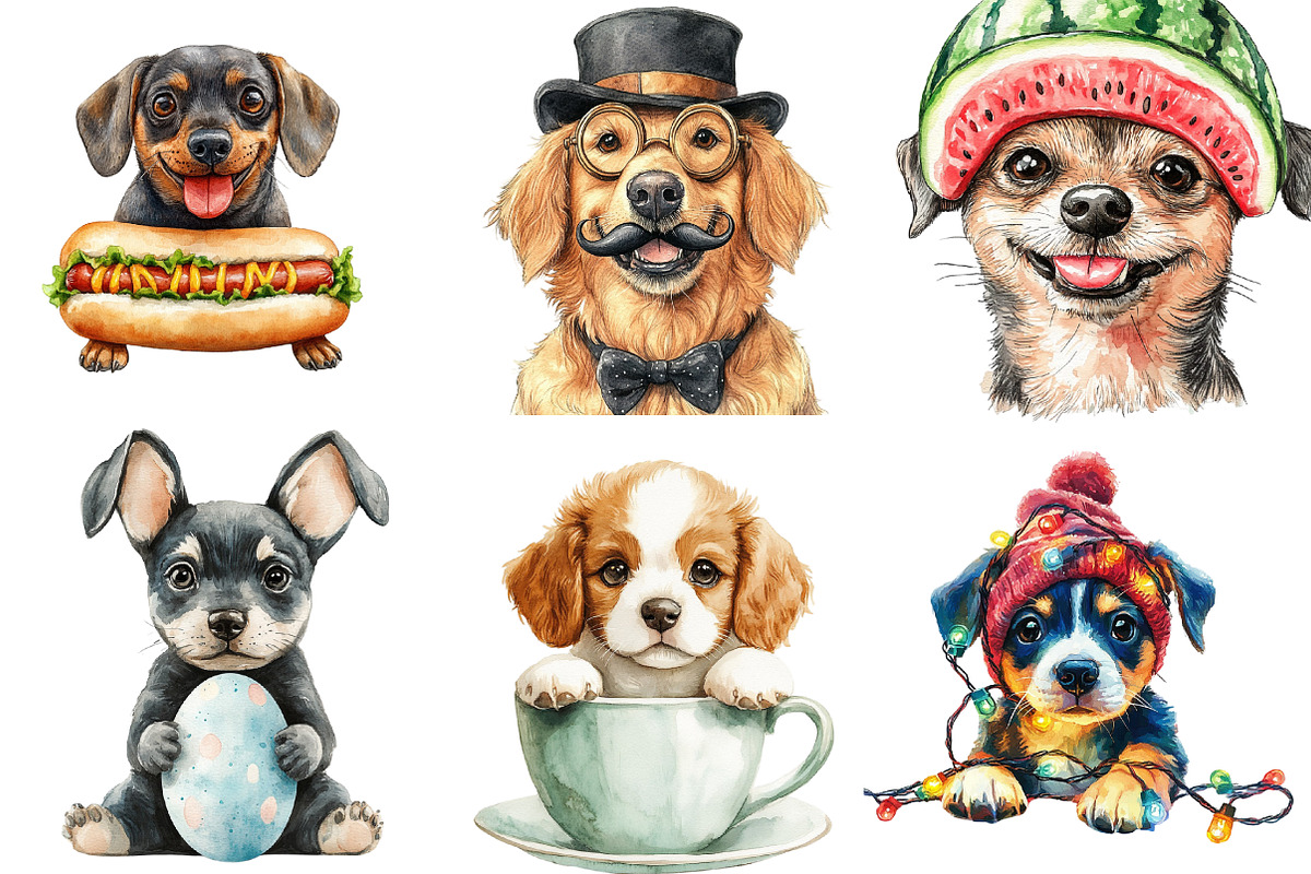 Quirky Dogs Sublimation Clipart, an Illustration by DreamArtGraphic (Photo 3 of 5)