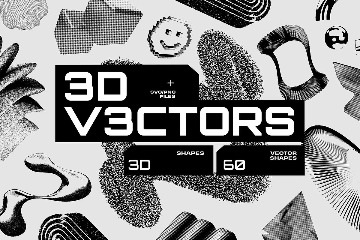3D V3CTORS - 60 Vector Shapes, an Object Graphic by assetpro.design (Photo 1 of 13)