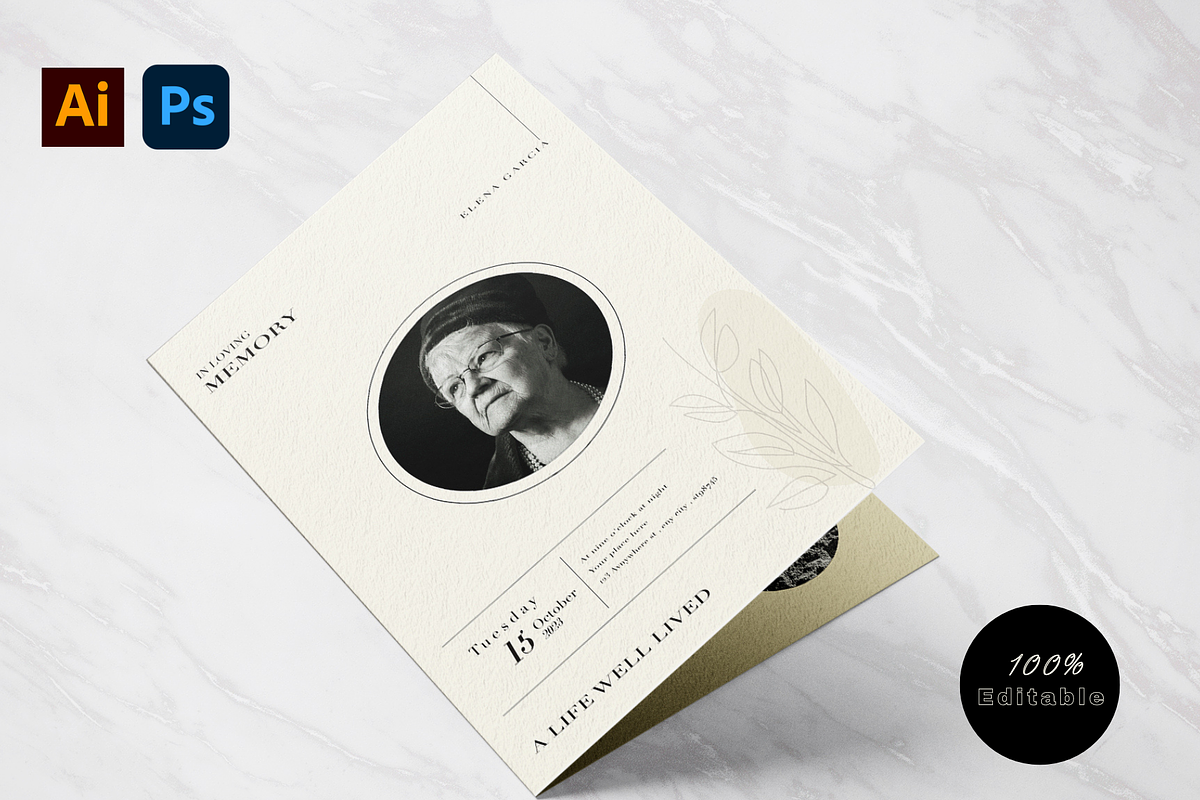 Minimalist Funeral Program Template, an Invitation Template by Prodesign (Photo 1 of 3)