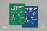 Green Blue Birthday Party Invitation, a Card Template by Neermana (Thumbnail 1 of 4)