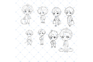 Procreate Chibi Boys Stamp Brushes