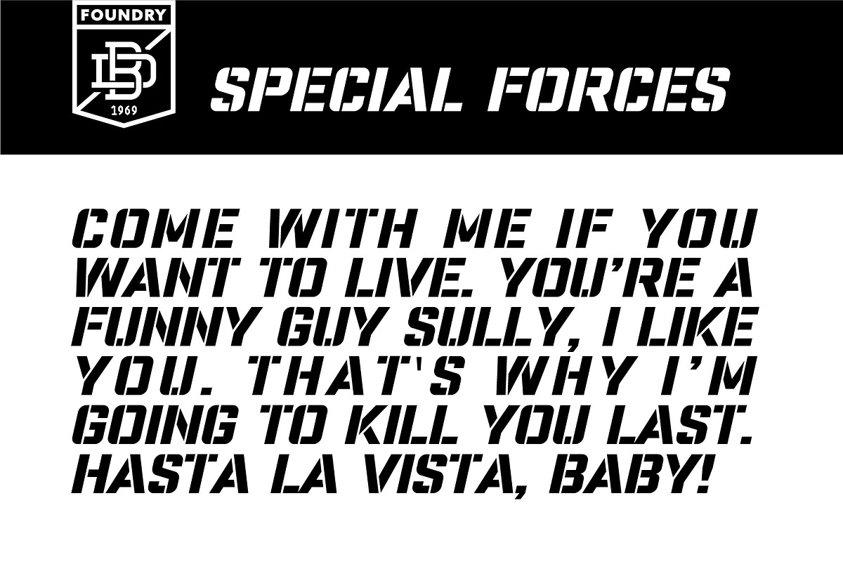 Special Forces stencil font, a Font by Doug Best Foundry (Photo 2 of 2)