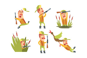 Collection of Funny Hunter Cartoon, a Sport Illustration by TopVectors