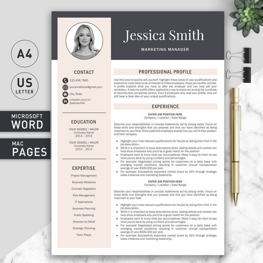 Resume Template with Photo / CV, a Resume Template by Klamp Studio