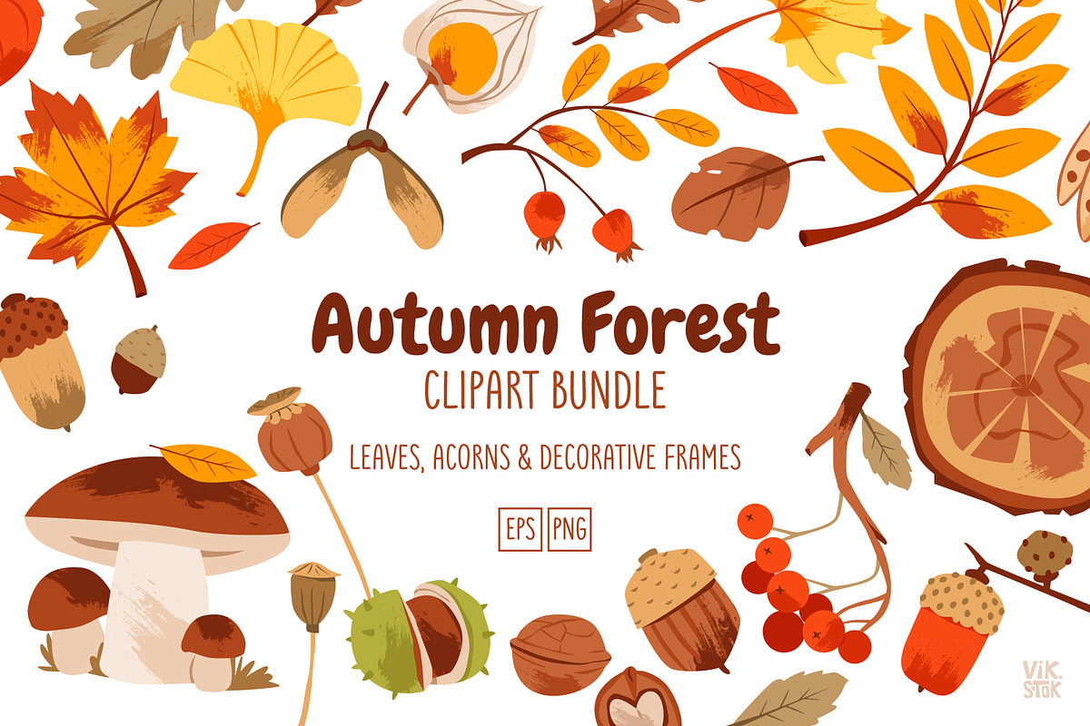 Autumn Forest Clipart Bundle, a Seasonal Illustration by vik.stock (Photo 1 of 5)