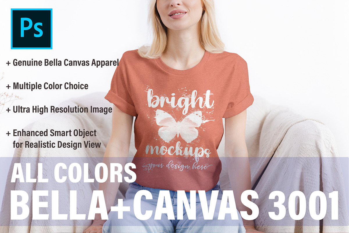 Bella Canvas 3001 T-shirt Mockup, a Print Template by BrightMockups (Photo 1 of 3)