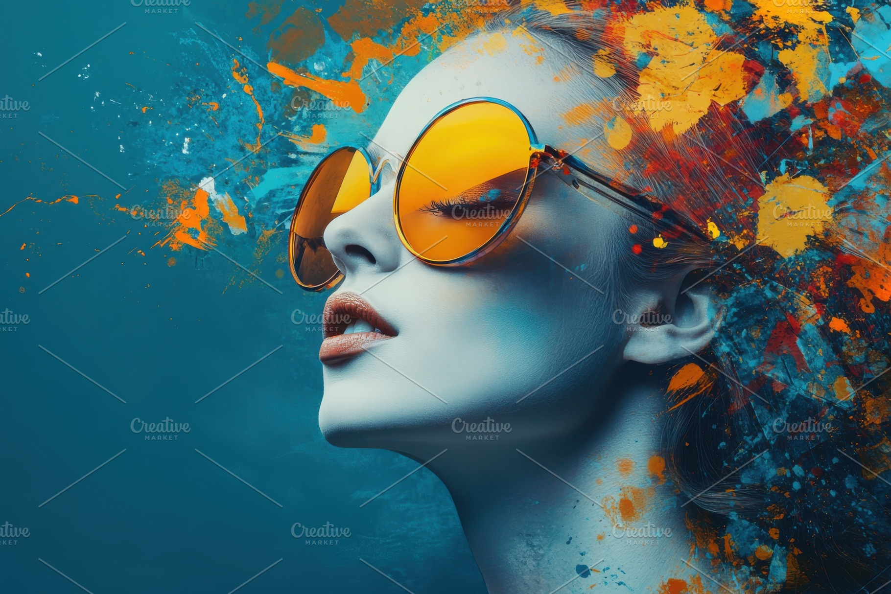 Woman in Yellow Sunglasses Artistic, a Photo by Pixeness Studio