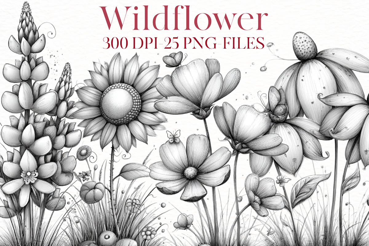 Watercolor wildflower clipart, an Illustration by Designworld (Photo 1 of 8)
