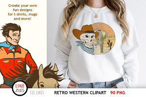 Western Retro Clipart - Cowboys PNG