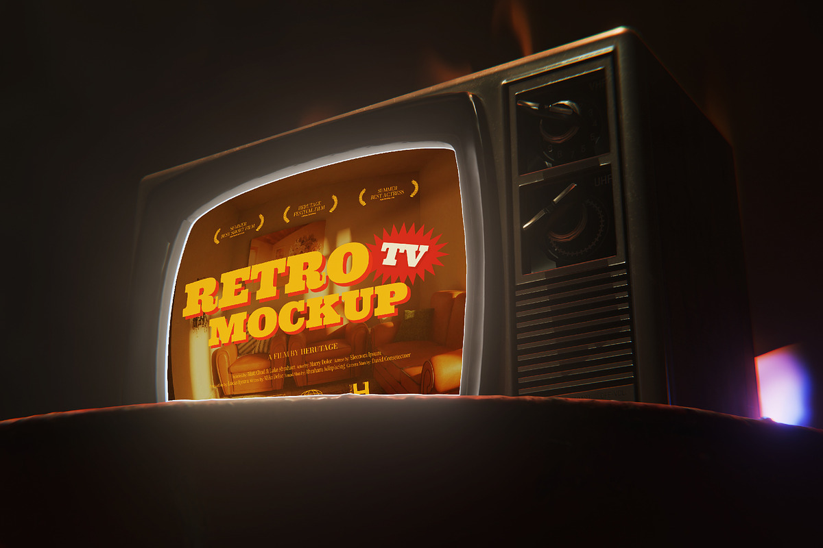 Dramatic Retro TV Mockup, an Advertising Mockup by herutage (Photo 4 of 6)