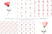 Pink Tulip Seamless Patterns Pack, a Pattern Graphic by Nadia Semyroz (Thumbnail 2 of 9)