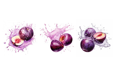 flavor plum cut splash juice ai, a Food & Drink Photo by pikepicture