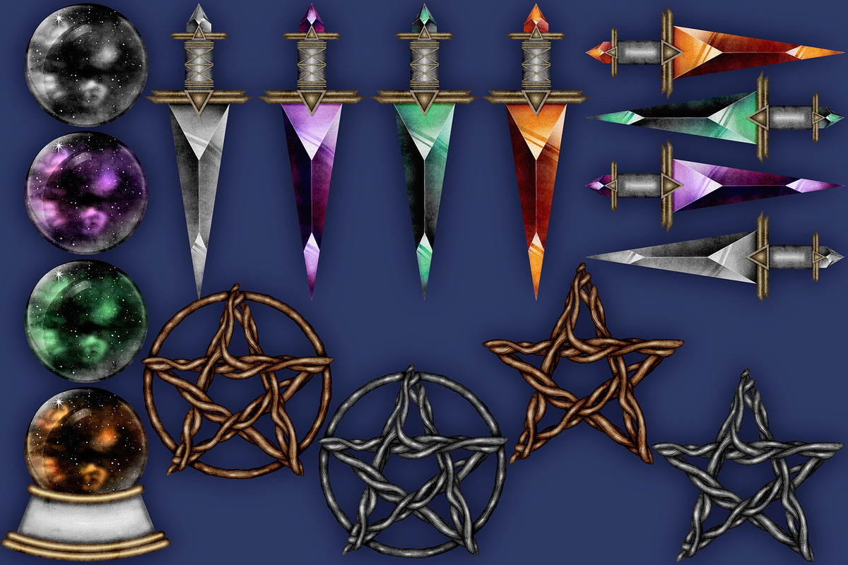 Crystal Magic, Dark clip art set., a Seasonal Illustration by Happy Sloth Graphics (Photo 8 of 18)