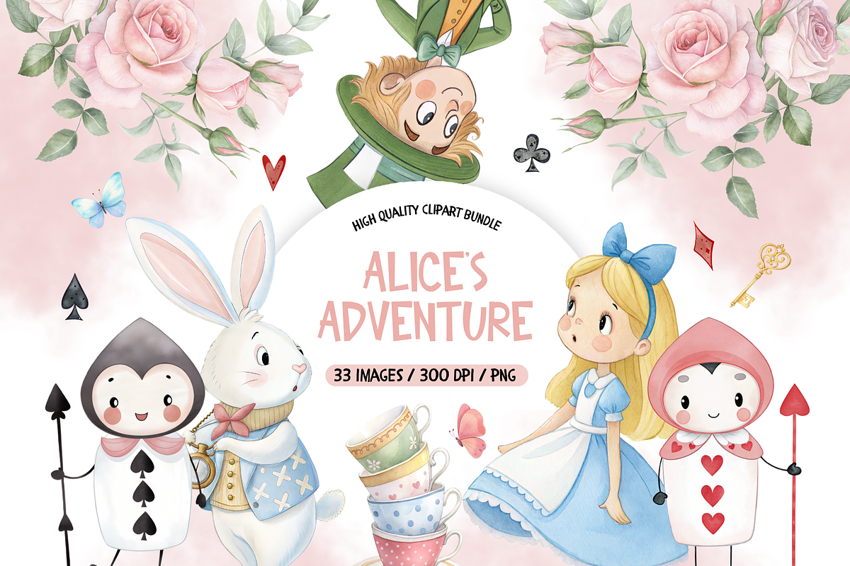 Pastel Cute Alice In Wonderland, an Illustration by TatiMockup (Photo 1 of 5)