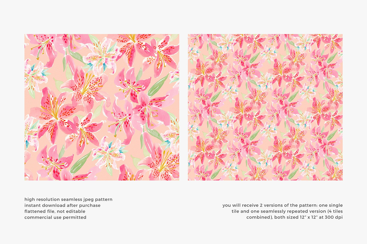 Elegant pink lily seamless pattern, a Pattern Graphic by Pink Studio Art (Photo 3 of 4)
