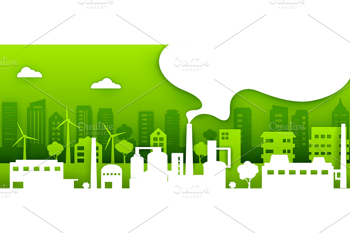 Paper cut eco factory or plant 3d, a Technology Illustration by Buch&Bee