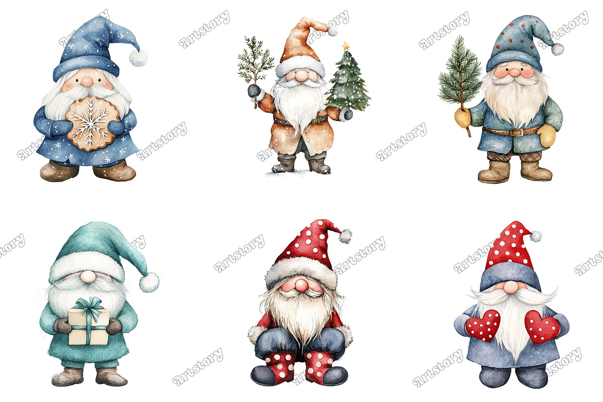 Winter Christmas Gnome Clipart PNG, an Illustration by designcity5 (Photo 2 of 5)
