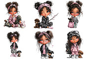 Cool Girl with Puppy Clipart, an Illustration by DreamArtGraphic (Thumbnail 3 of 5)