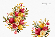 Watercolor Pomegranate Bouquet, a Decorative Illustration by ThaismotaCreativeCo (Thumbnail 3 of 10)