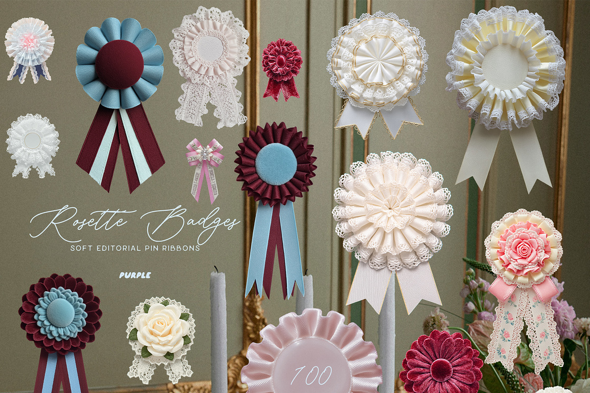 Rosette Badges: Pin Ribbons Pack, an Object Graphic by Purple (Photo 6 of 11)