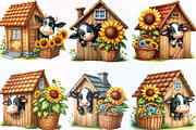 Watercolor Black Cow Peeking House, an Illustration by CraftArtStudio (Thumbnail 3 of 6)