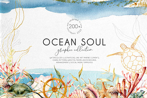 Ocean Watercolor Sea Animal Nautical