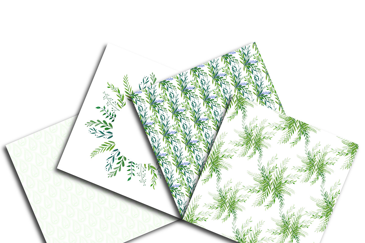 Botanical Watercolor Digital Paper, a Pattern Graphic by Annakristal (Photo 4 of 4)