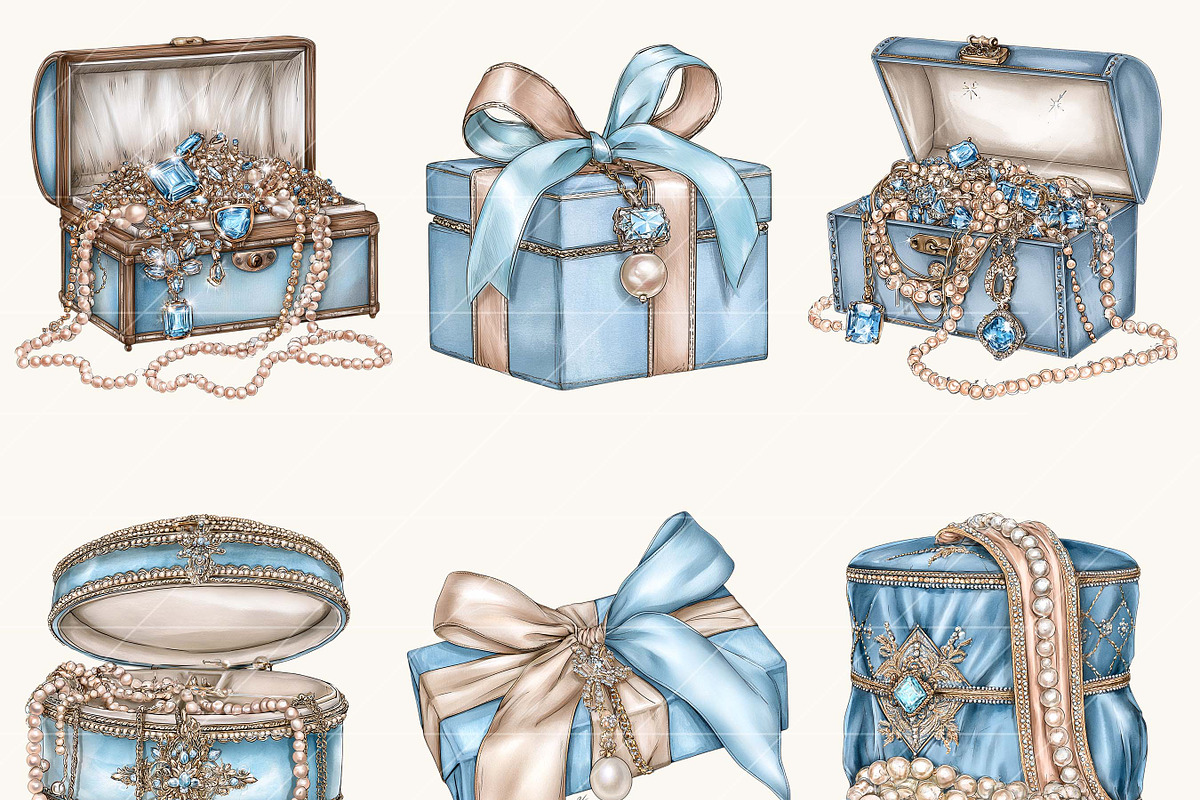 Cinderella Blue Aesthetic Clipart, a Seasonal Illustration by BusyDaydesign (Photo 4 of 9)
