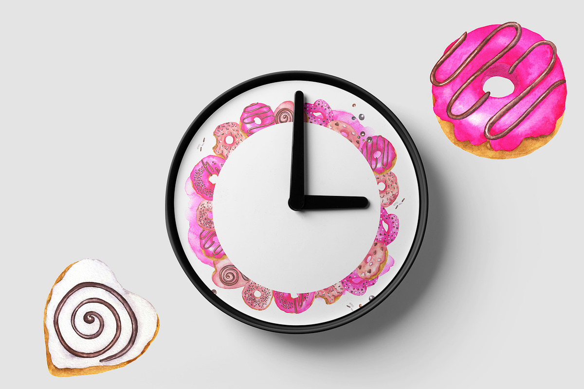 Watercolor donut set, a Food Illustration by Watercolor & sketches (Photo 6 of 7)