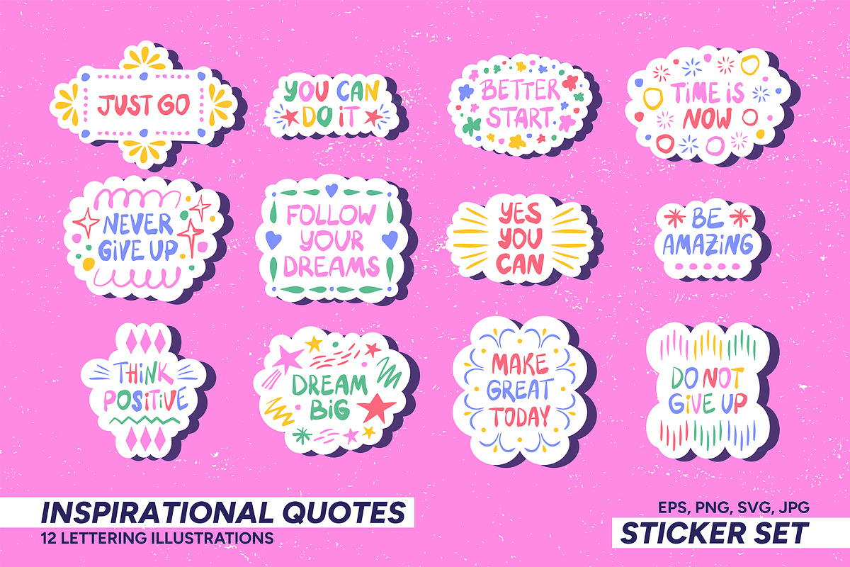 Inspiring positive phrases stickers, a Decorative Illustration by LiiaLonn Studio (Photo 3 of 5)