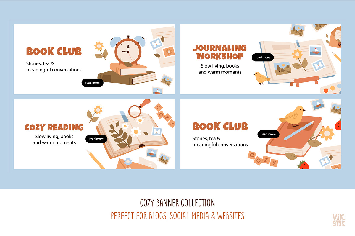 Cozy Reading Clipart Bundle, an Education Illustration by vik.stock (Photo 3 of 8)