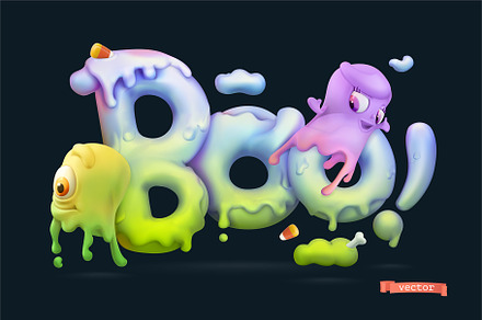 Halloween. Boo lettering slime ghost