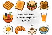 Breakfast Clipart PNG Food Graphics, a Food Illustration by QM_ART (Thumbnail 2 of 7)