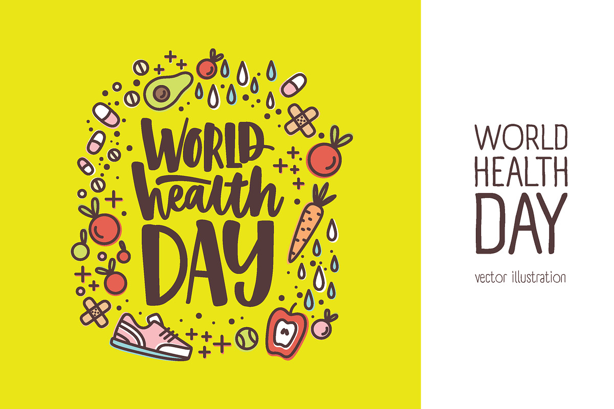 World Health Day lettering, a Food Illustration by Good Studio (Photo 1 of 3)
