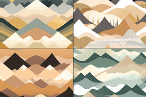 20 Seamless Neutral Mountains Set