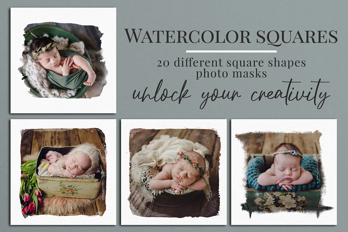 Watercolor squares photo masks, a Layer Style Add-On by BrownLeopard (Photo 1 of 8)