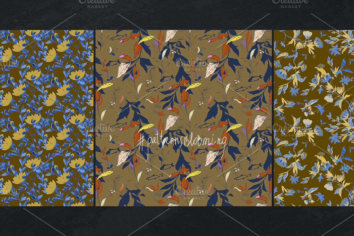 Brown floral seamless vector pack, a Pattern Graphic by PatternsBlooming