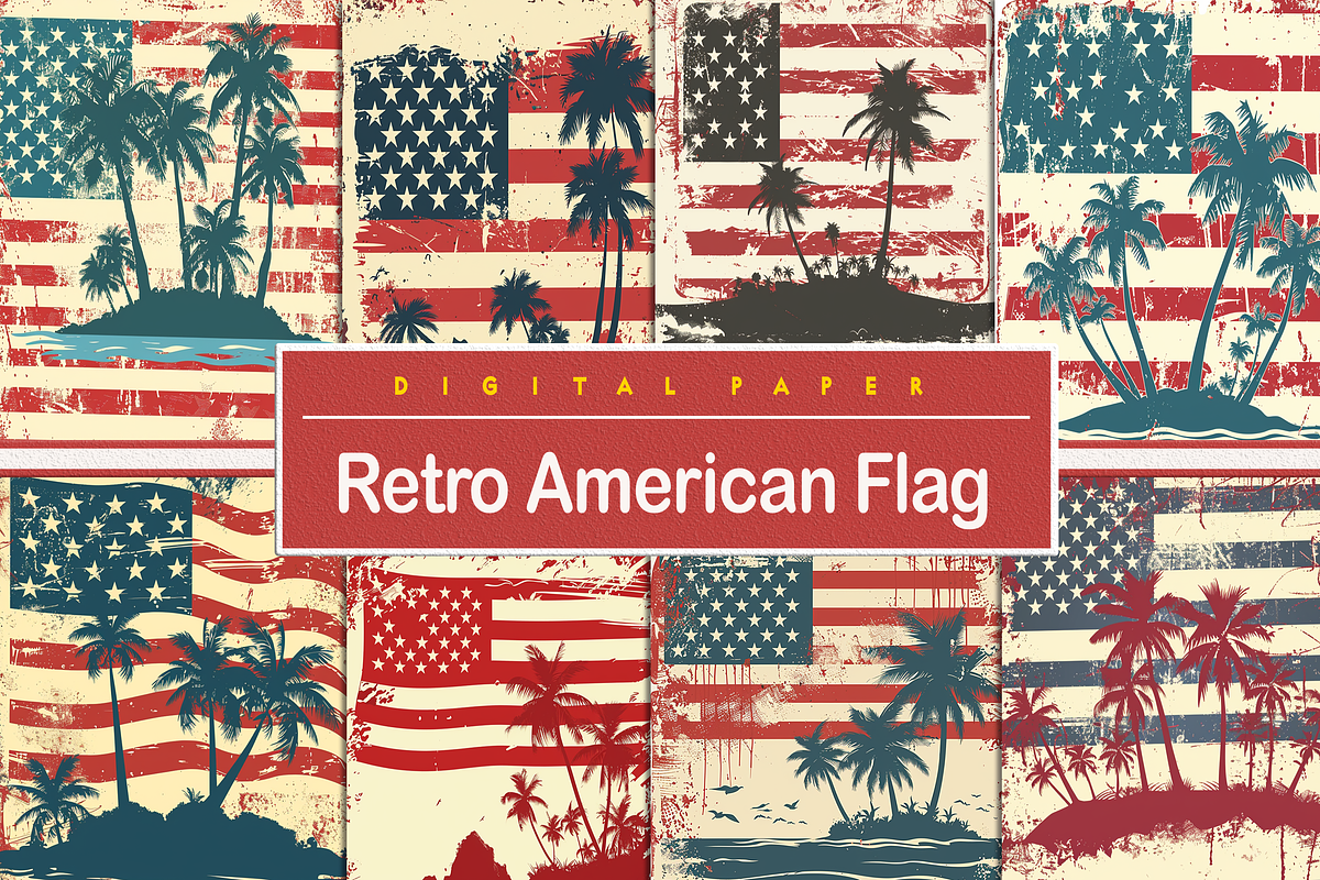 Retro American Flag, a Background Graphic by Printable Treasure (Photo 1 of 3)