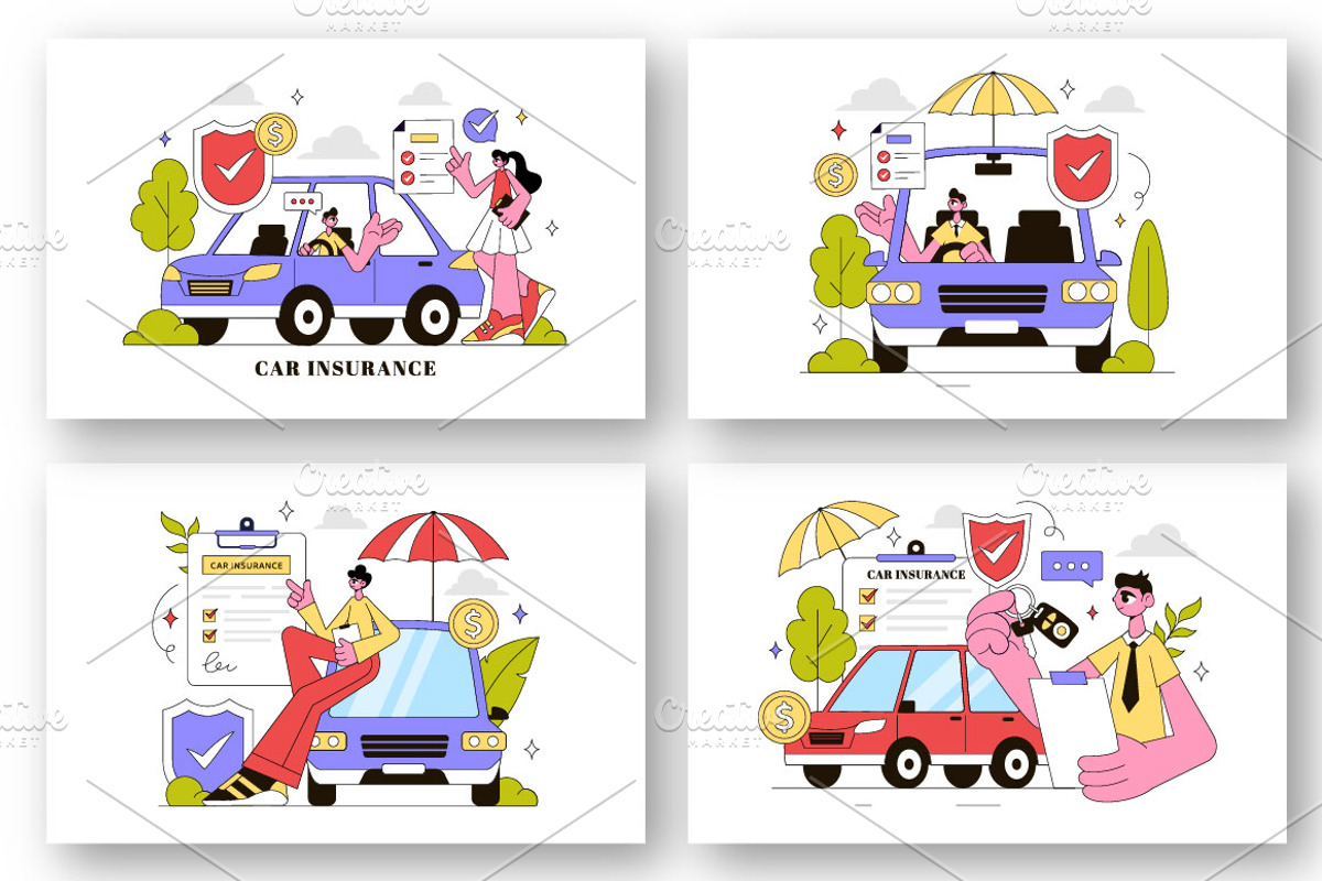10 Car Insurance Illustration, a Transportation Illustration by denayunebgt (Photo 3 of 4)
