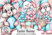 Easter Bunny Watercolor PNG Clipart, an Illustration by SVGArt (Thumbnail 1 of 9)