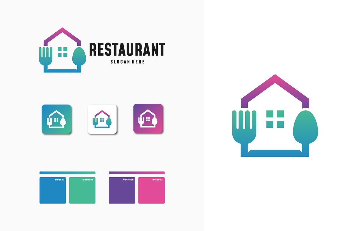Set of Modern Food House logo design, a Branding & Logo Template by Lucky Creative (Photo 3 of 5)