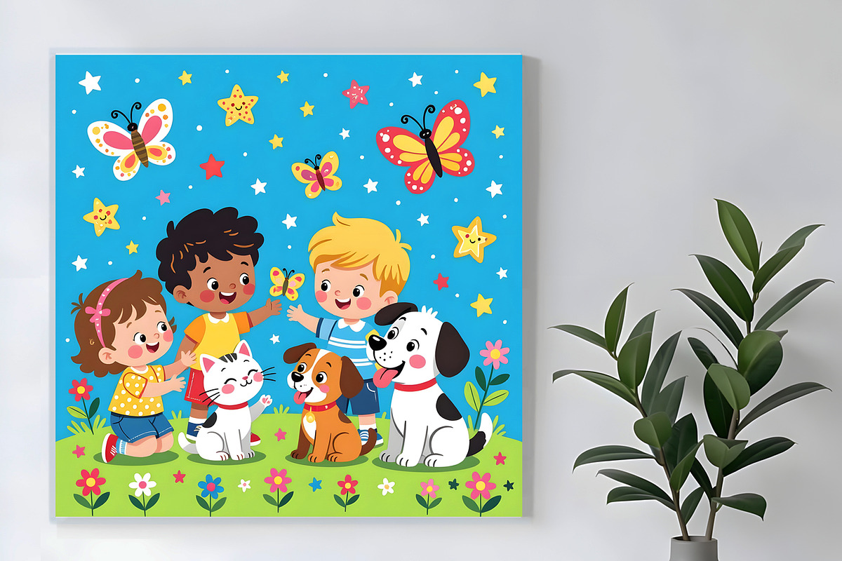 Children Enjoying the Outdoors, a Person Illustration by Sharon Schwalbe (Photo 2 of 4)