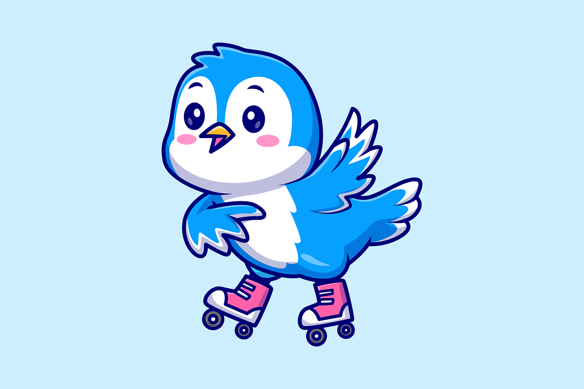 Cute Bird Playing Roller Skate, an Animal Illustration by Catalyst Labs