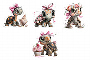Tiny Turtle with Pink Bow Clipart, an Illustration by Daily.Designs (Thumbnail 5 of 6)