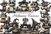Halloween Raccoon Clipart Bundle, a Seasonal Illustration by designcity5 (Thumbnail 1 of 5)